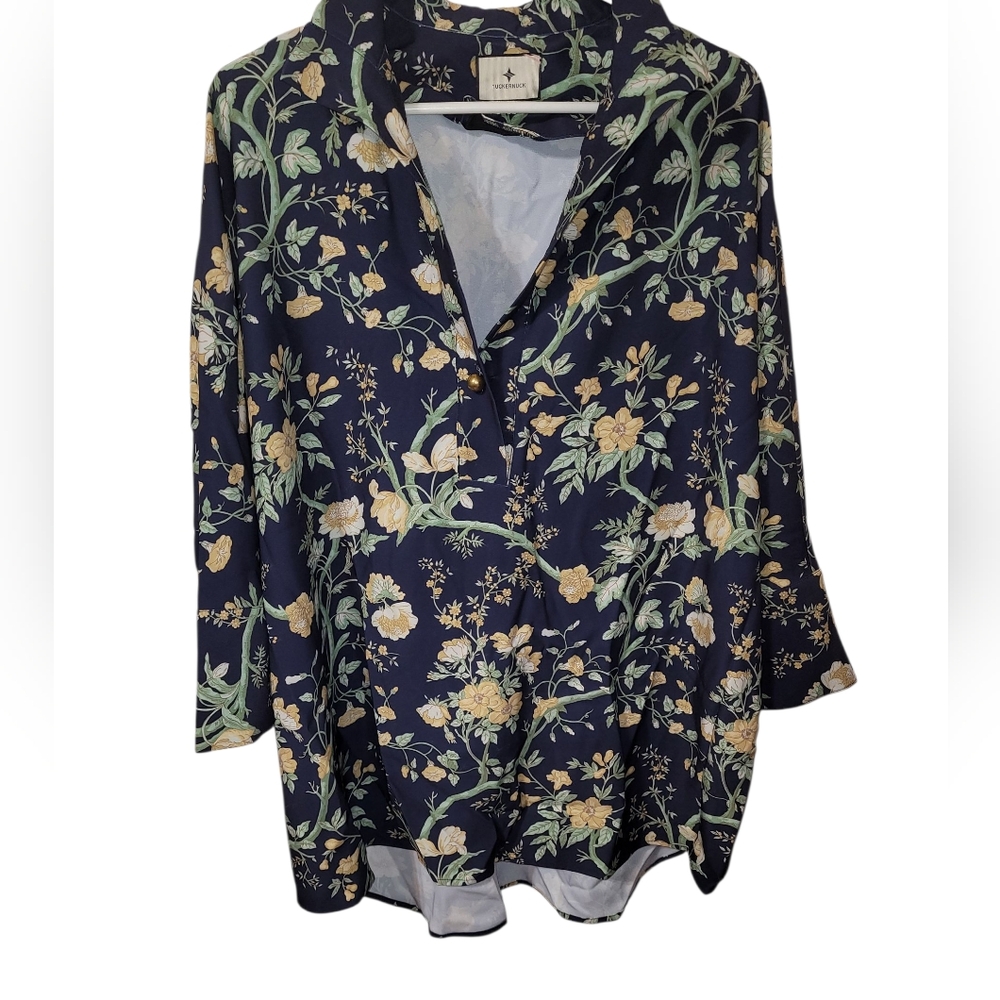 Tuckernuck Willow Blue Flora Tunic Top XL - Picture 2 of 5